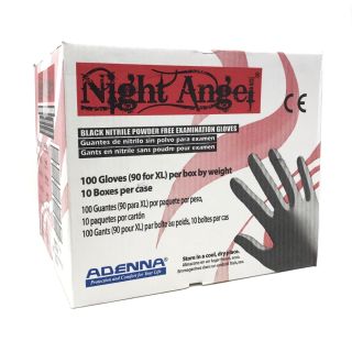 Adenna's Night Angel® Black Nitrile Powder Free Exam Gloves 1Case